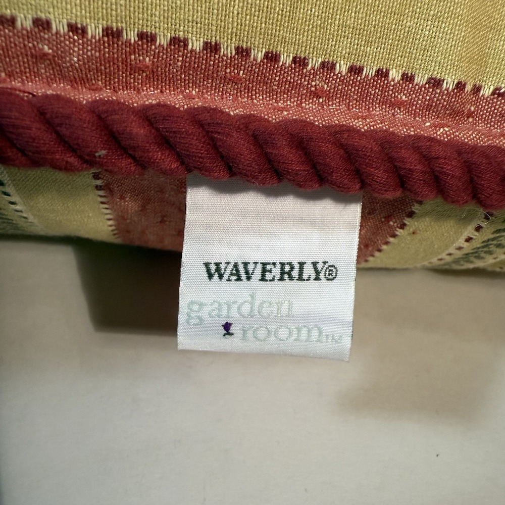 Waverly Capulet Stripe Upholstery Fabric Jacquard Cotton Pillow Gold Red 17x17 - Picture 8 of 9